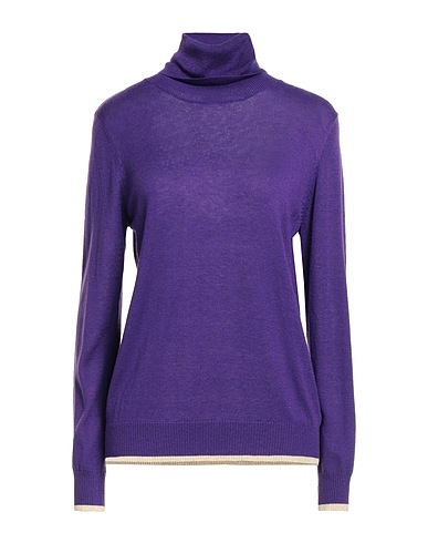 Z.O.E. ZONE OF EMBROIDERED Turtleneck Purple 54% Polyester, 20% Acrylic, 20% Polyamide, 6% Wool