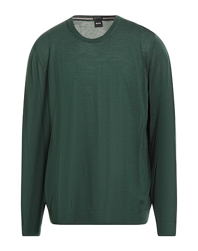 BOSS Pullover Verde scuro 100% Lana Vergine