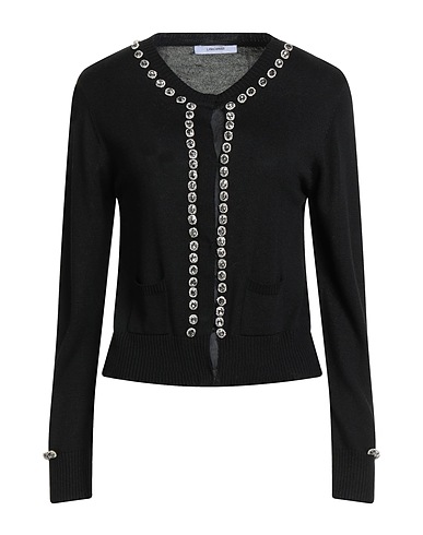 LANACAPRINA Cardigan Black 54% Polyester, 20% Nylon, 20% Acrylic, 6% Merino Wool