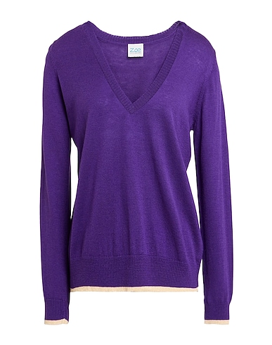 Z.O.E. ZONE OF EMBROIDERED Sweater Purple 54% Polyester, 20% Acrylic, 20% Polyamide, 6% Wool