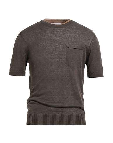 ALPHA STUDIO Sweater Dark brown 75% Linen, 25% Cotton