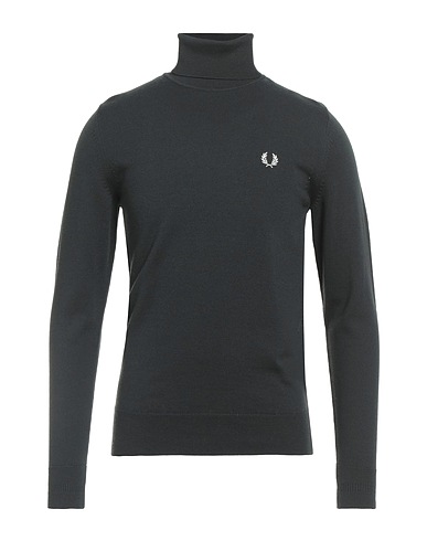 FRED PERRY Polo neck Dark green 52% Wool, 48% Cotton