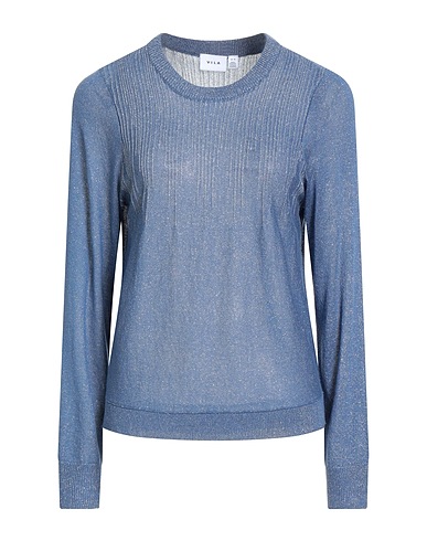VILA Pullover Hellblau 80% Viskose EcoVero™, 14% Polyester, 6% Metallfaser