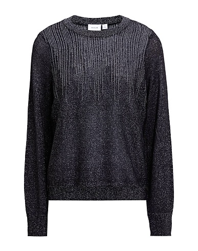 VILA Sweater Black 80% EcoVero™ viscose, 14% Polyester, 6% Metallic fiber