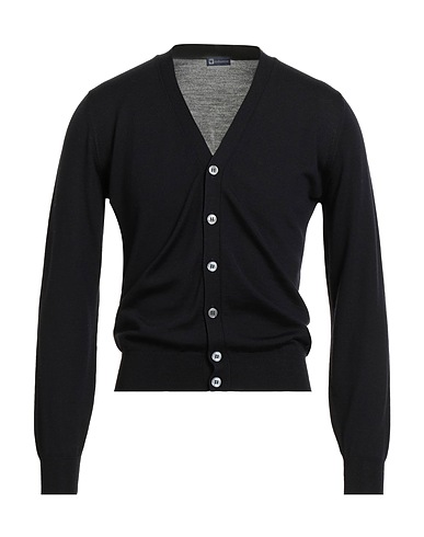 HINDUSTRIE Cardigan Black 100% Super 120s Wool