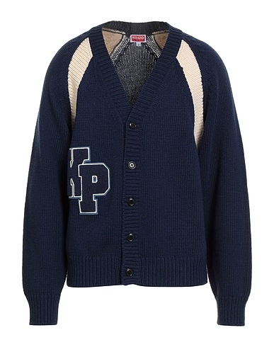 KENZO Cardigan Navy blue 55% Wool, 45% Cotton, Acrylic, Polyester
