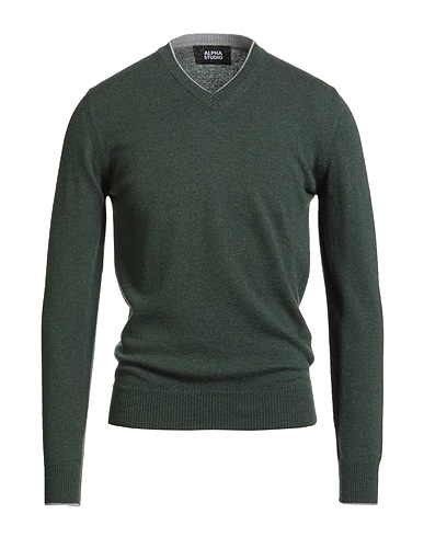 ALPHA STUDIO Jumper Dark green 100% Geelong Wool