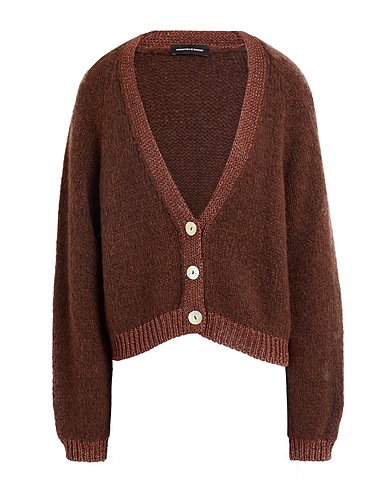 ALESSANDRO DI LORENZO Cardigan Marrone 64% Acrilico, 20% Poliammide, 8% Viscosa, 8% Lana