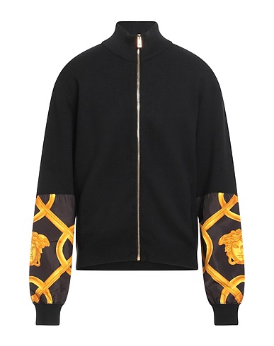 VERSACE Cardigan Black 50% Cotton, 50% Virgin Wool, Polyester