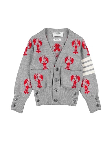 THOM BROWNE Strickjacke Grau 100% Schurwolle, Perlmutt