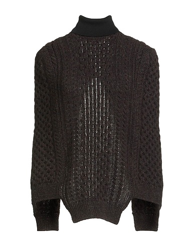 FENDI Polo neck Chocolate brown 100% Wool, Polyamide