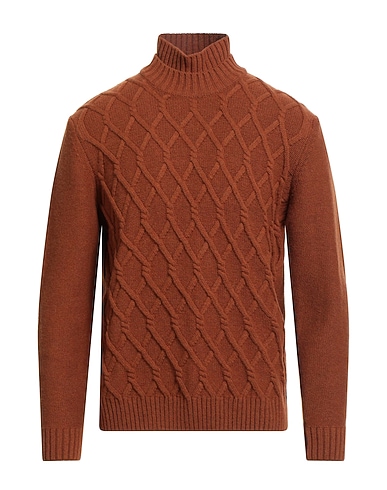 DANIELE ALESSANDRINI Polo neck Tan 80% Wool, 20% Polyamide