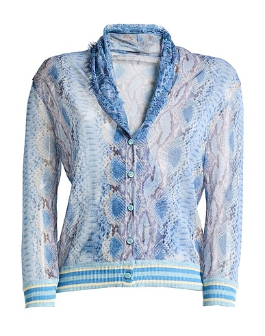 ERMANNO SCERVINO Cardigan Slate blue 82% Cotton, 18% Polyamide, Viscose