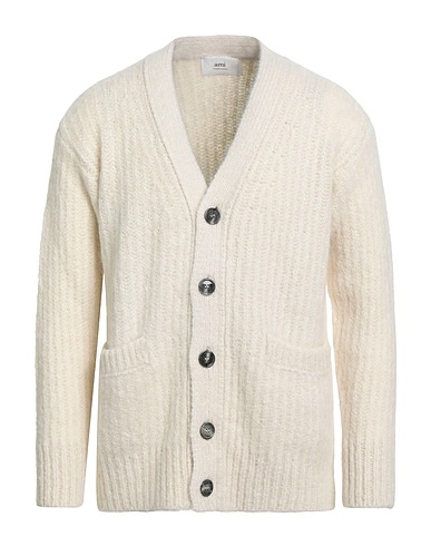AMI ALEXANDRE MATTIUSSI Cardigan Ivory 74% Alpaca wool, 22% Wool, 4% Polyamide