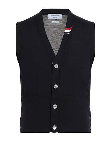 THOM BROWNE Cardigan Blu notte 99% Lana Vergine, 1% Poliammide
