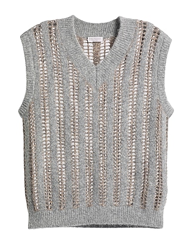 BRUNELLO CUCINELLI Sleeveless sweater Grey 60% Wool, 40% Mohair wool, Polyester, Polyamide