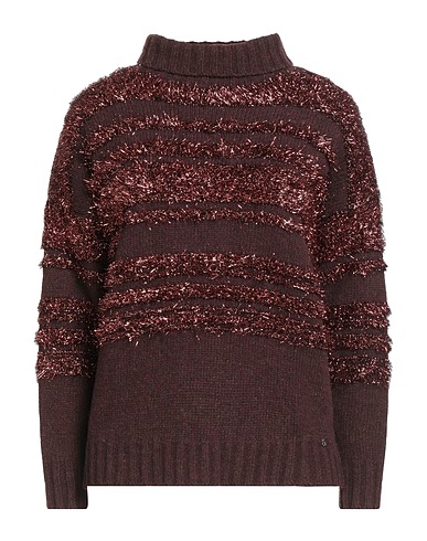 OTTOD'AME Polo neck Chocolate brown 60% Wool, 19% Polyamide, 19% Polyester, 2% Other Fibres