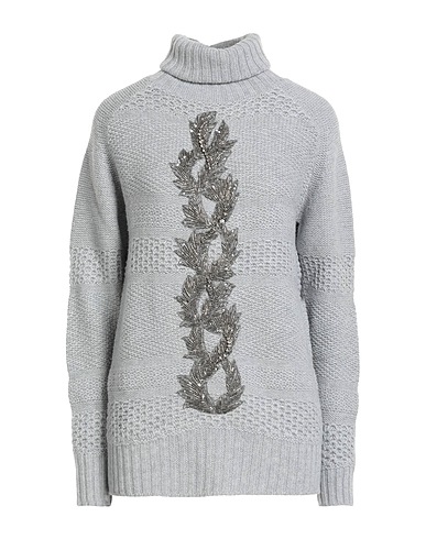 MR & MRS ITALY Turtleneck Light grey 90% Wool, 10% Cashmere, Polyamide, Glass, Polyester