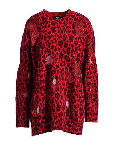 VERSACE Pullover Rosso 94% Lana Vergine, 6% Viscosa
