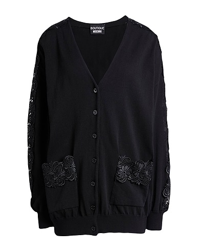 BOUTIQUE MOSCHINO Cardigan Black 100% Cotton, Polyester