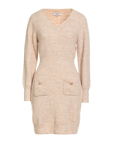MORGAN DE TOI Short dress Beige 43% Polyester, 30% Recycled polyester, 16% Acrylic, 8% Wool, 3% Elastane