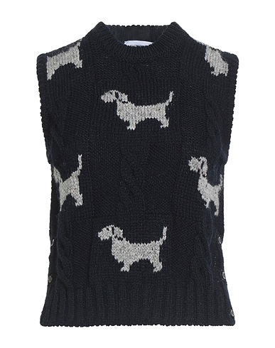 THOM BROWNE Sleeveless sweater Midnight blue 70% Wool, 30% Mohair wool
