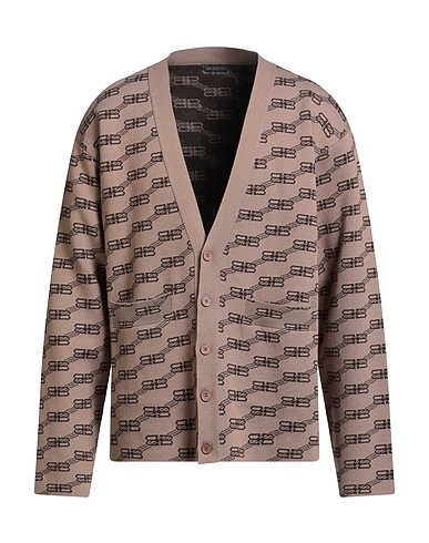 BALENCIAGA Cardigan Light brown 43% Cotton, 28% Wool, 24% Polyester, 4% Polyamide, 1% Elastane