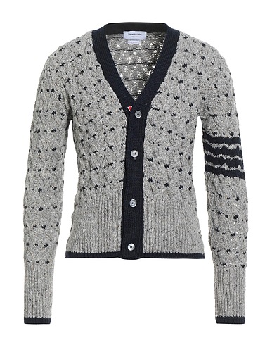 THOM BROWNE Cardigan Light grey 70% Wool, 30% Mohair wool