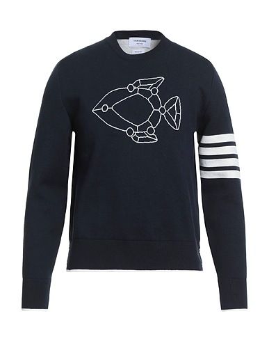 THOM BROWNE Sweater Midnight blue 98% Cotton, 1% Polyamide, 1% Elastane