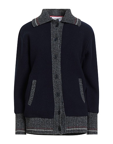 THOM BROWNE Cardigan Midnight blue 100% Wool, Silk, Cotton, Polyamide, Viscose