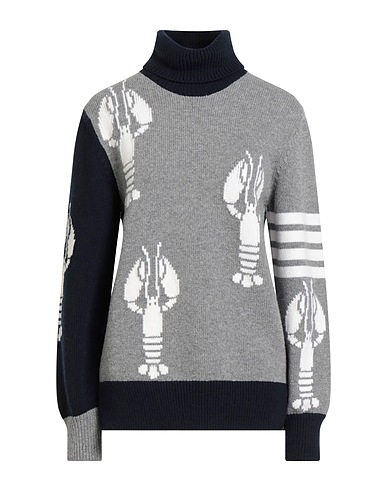 THOM BROWNE Polo neck Light grey 100% Virgin Wool