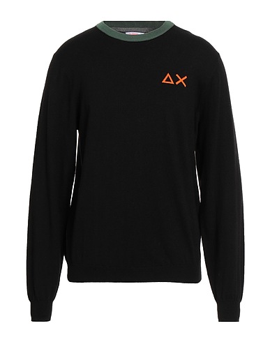 SUN 68 Jumper Black 50% Merino Wool, 50% Cotton