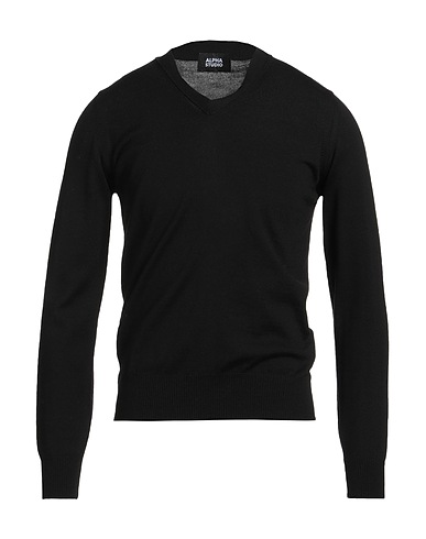 ALPHA STUDIO Jumper Black 100% Merino Wool