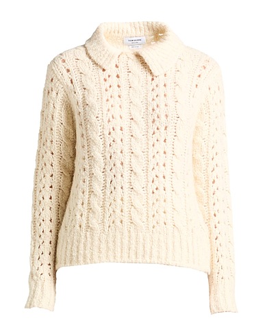 THOM BROWNE Sweater Cream 56% Virgin Wool, 34% Cashmere, 10% Silk