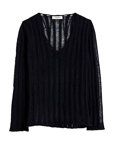 ALPHA STUDIO Pullover Nero 50% Lana di baby alpaca, 26% Poliammide riciclato, 24% Poliammide