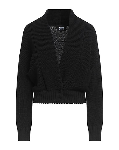 ALPHA STUDIO Cardigan Black 100% Merino Wool