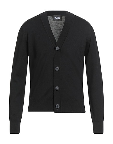 ALPHA STUDIO Cardigan Nero 100% Lana Merino