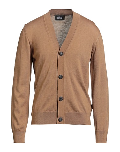 ALPHA STUDIO Cardigan Camel 100% Merino Wool