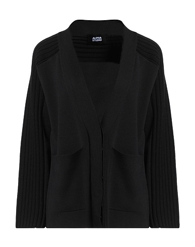 ALPHA STUDIO Cardigan Black 65% Viscose, 35% Nylon, Wool