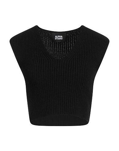 ALPHA STUDIO Sleeveless sweater Black 100% Merino Wool