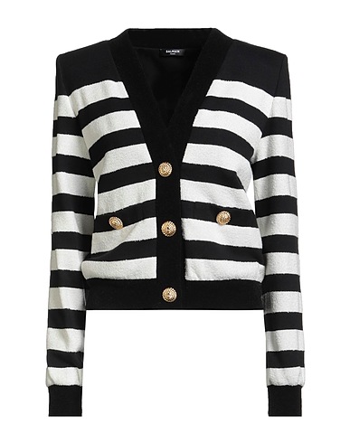 BALMAIN Cardigan Black 47% Acrylic, 35% Cotton, 18% Polyamide, Elastane