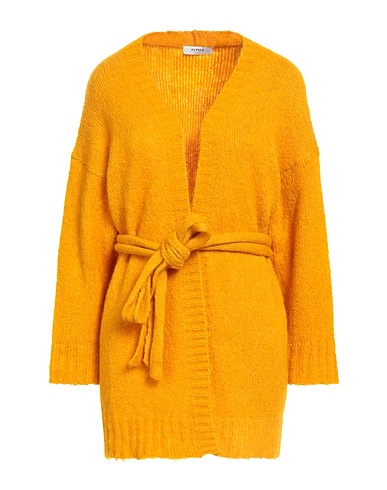 ALPHA STUDIO Cardigan Giallo ocra 55% Lana di alpaca, 31% Poliammide riciclato, 14% Poliammide