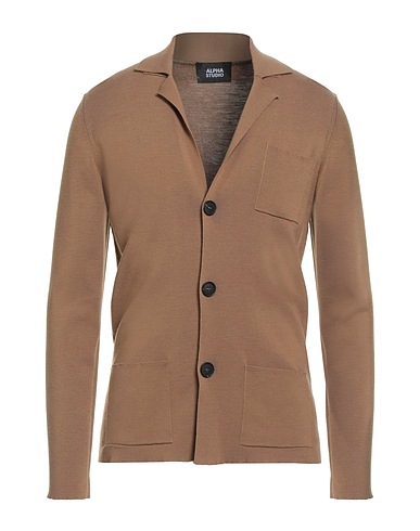 ALPHA STUDIO Cardigan Camel 100% Merino Wool