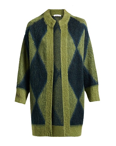 CARACTÈRE Cardigan Military green 36% Polyacrylic, 30% Mohair wool, 30% Polyamide, 4% Wool