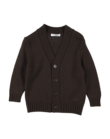 PAOLO PECORA Cardigan Dark brown 50% Wool, 50% Acrylic