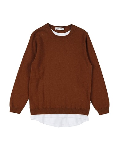 PAOLO PECORA Jumper Brown 33% Viscose, 23% Nylon, 20% Cotton, 20% Wool, 4% Cashmere