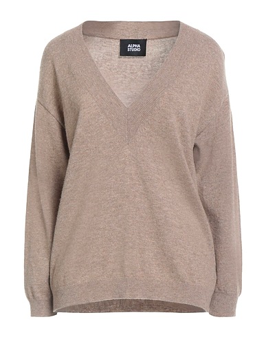 ALPHA STUDIO Jumper Light brown 90% Wool, 10% Cashmere