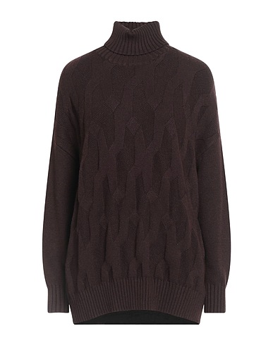 DIANA GALLESI Polo neck Chocolate brown 52% Viscose, 28% Polyester, 20% Polyamide