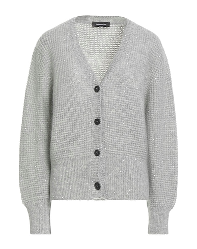 FABIANA FILIPPI Cardigan Grey 60% Mohair wool, 30% Nylon, 8% Cotton, 2% Wool, Horn