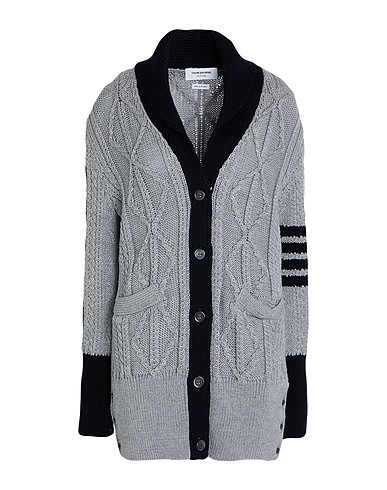THOM BROWNE Cardigan Light grey 100% Virgin Wool